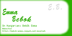 emma bebok business card
