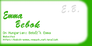 emma bebok business card